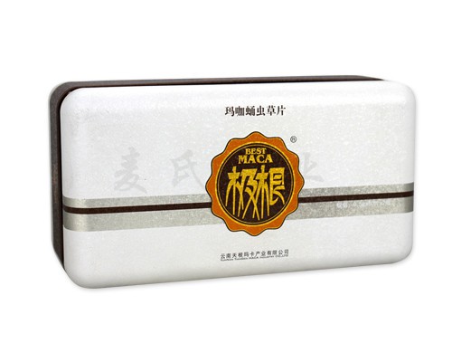 瑪咖蛹蟲草精片鐵盒正面圖