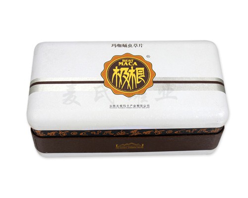 瑪咖蛹蟲草精片鐵盒側面圖